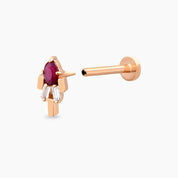 Sole Yakut Taşlı Rose Altın Piercing