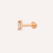 Solid 0.02 CT Baget Pırlanta Taşlı Rose Altın Piercing