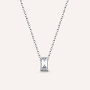 Solid 0.10 CT Baget Kesim Pırlanta Taşlı Beyaz Altın Kolye