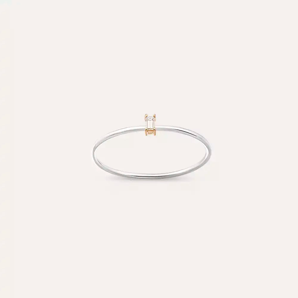 Solid 0.05 CT Baget Pırlanta Taşlı Yüzük