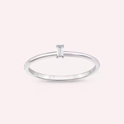 Solid Baget Kesim Pırlanta Taşlı Beyaz Altın Yüzük