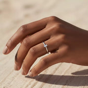 Solo Baget Kesim Pırlanta Taşlı Beyaz Altın Yüzük