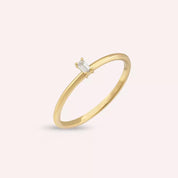 Solid Baget Kesim Pırlanta Taşlı Sarı Altın Yüzük