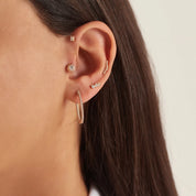 Solid Baget Pırlanta Taşlı Rose Altın Piercing