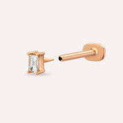 Solid Baget Pırlanta Taşlı Rose Altın Piercing