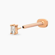 Solid Baget Pırlanta Taşlı Rose Altın Piercing