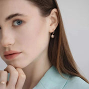 Solis Pırlanta Taşlı Rose Altın Sallantılı Küpe