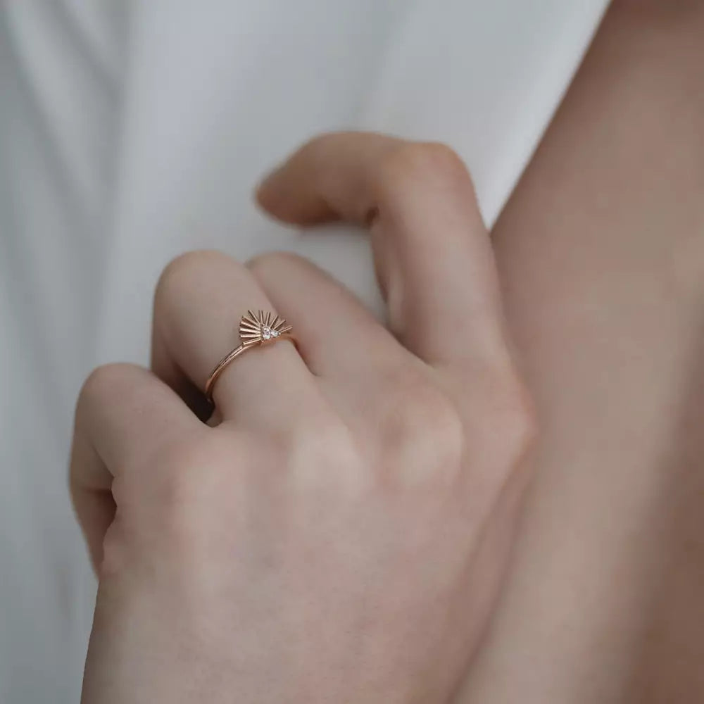 Solis Pırlanta Taşlı Rose Altın Yüzük