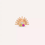 Solis Pırlanta ve Multicolor Safir Taşlı Rose Altın Piercing