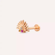 Solis Pırlanta ve Multicolor Safir Taşlı Rose Altın Piercing