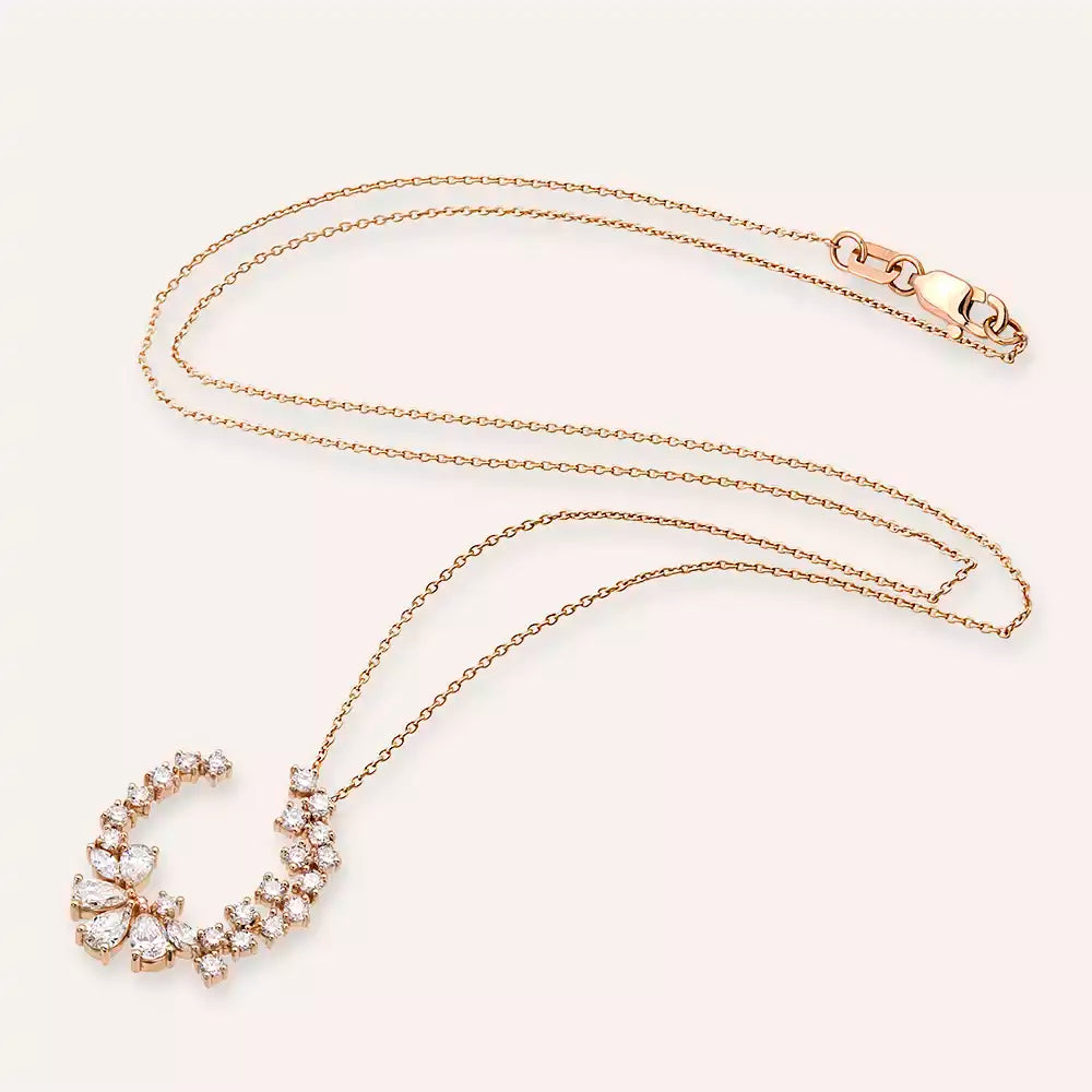 Solve Pırlanta Taşlı Rose Altın Kolye