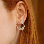 Solve Pırlanta Taşlı Rose Altın Küpe