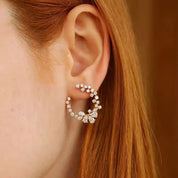 Solve Pırlanta Taşlı Rose Altın Küpe