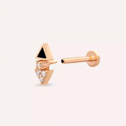 Sooty Pırlanta Taşlı ve Siyah Mineli Rose Altın Piercing