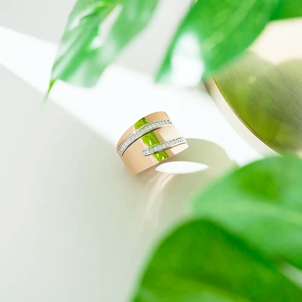 Span 0.24 CT Pırlanta Taşlı Rose Altın Yüzük