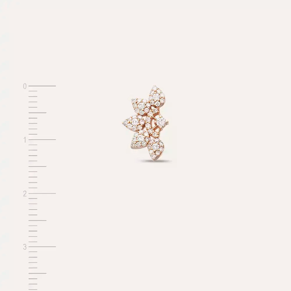 Sparkle Pırlanta Taşlı Rose Altın Tek Küpe