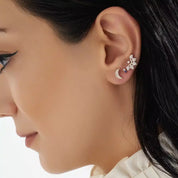 Sparkle Pırlanta Taşlı Rose Altın Tek Küpe