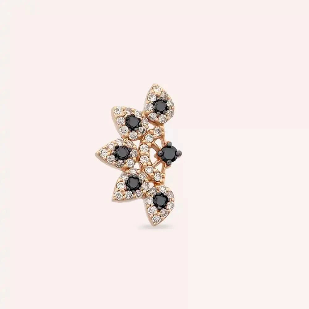Sparkle Siyah Pırlanta Taşlı Rose Altın Piercing