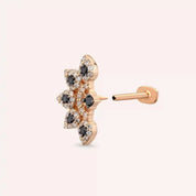 Sparkle Siyah Pırlanta Taşlı Rose Altın Piercing