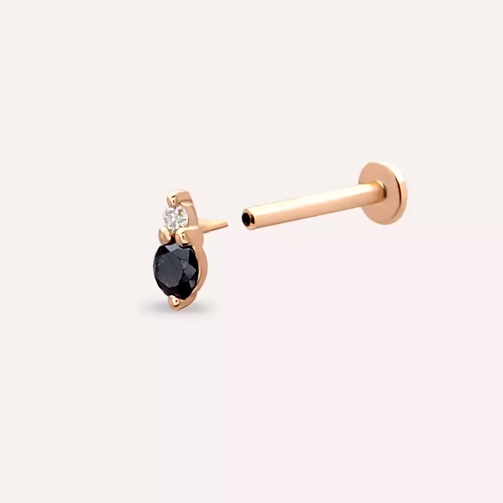 Speck Siyah Pırlanta Taşlı Rose Altın Piercing