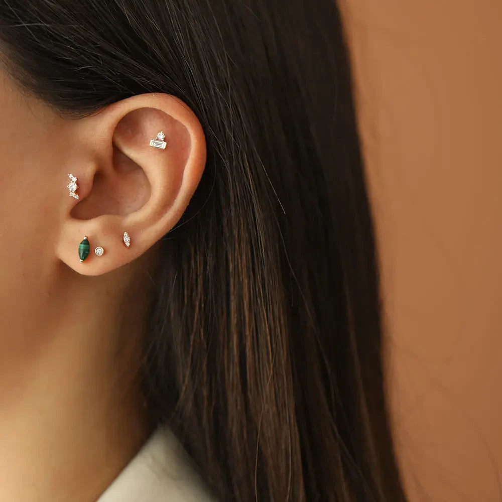 Spes Pırlanta Taşlı Rose Altın Piercing