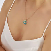 Spica Pırlanta Taşlı ve Turkuaz Mineli Kolye