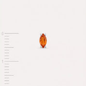 Spice Markiz Kesim Orange Safir Taşlı Beyaz Altın Tek Küpe