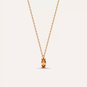 Spice Markiz Kesim Orange Safir Taşlı Rose Altın Kolye