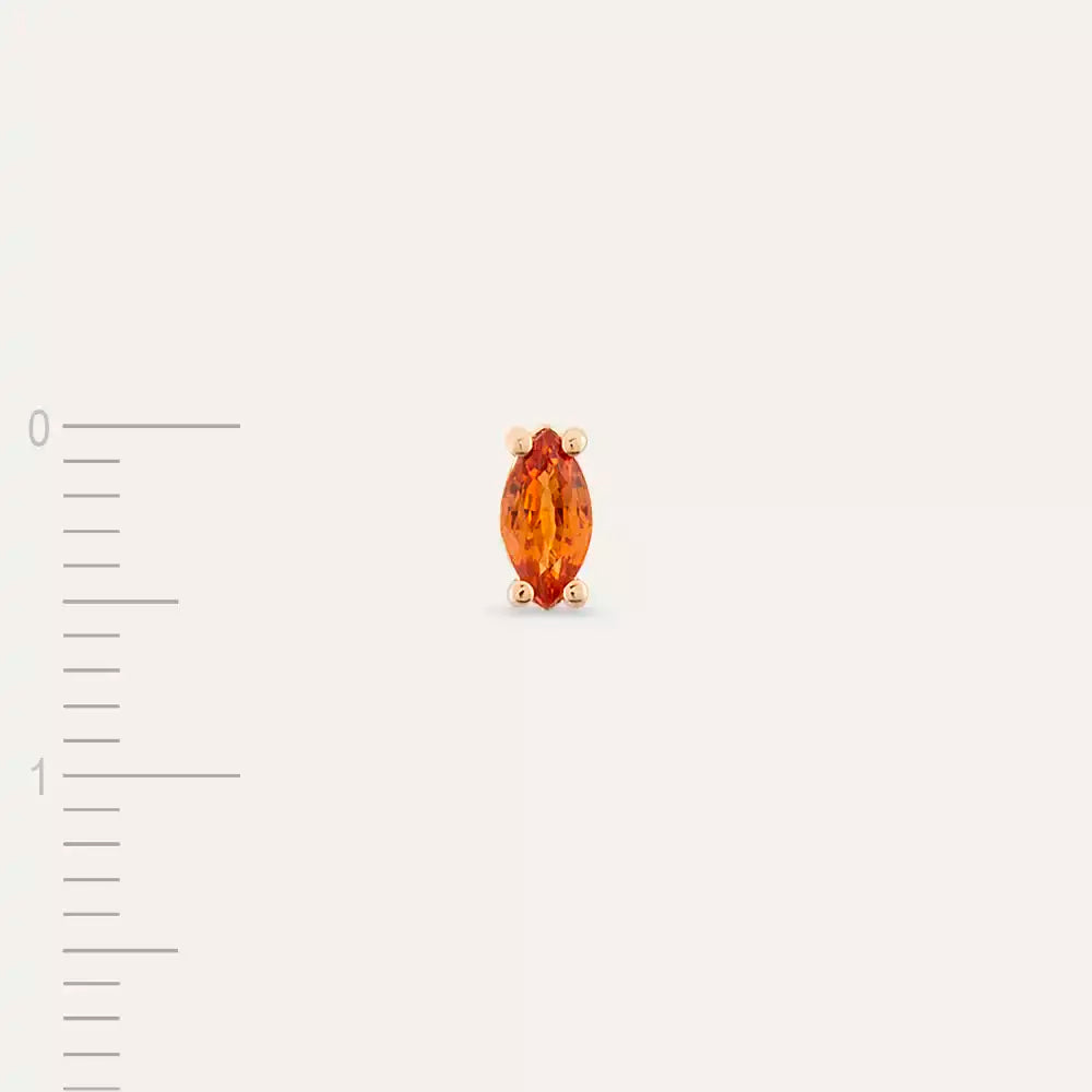 Spice Markiz Kesim Orange Safir Taşlı Rose Altın Tek Küpe