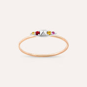Spike 0.07 CT Multicolor Safir Taşlı Rose Altın Yüzük