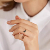 Spike 0.04 CT Siyah Pırlanta Taşlı Rose Altın Yüzük