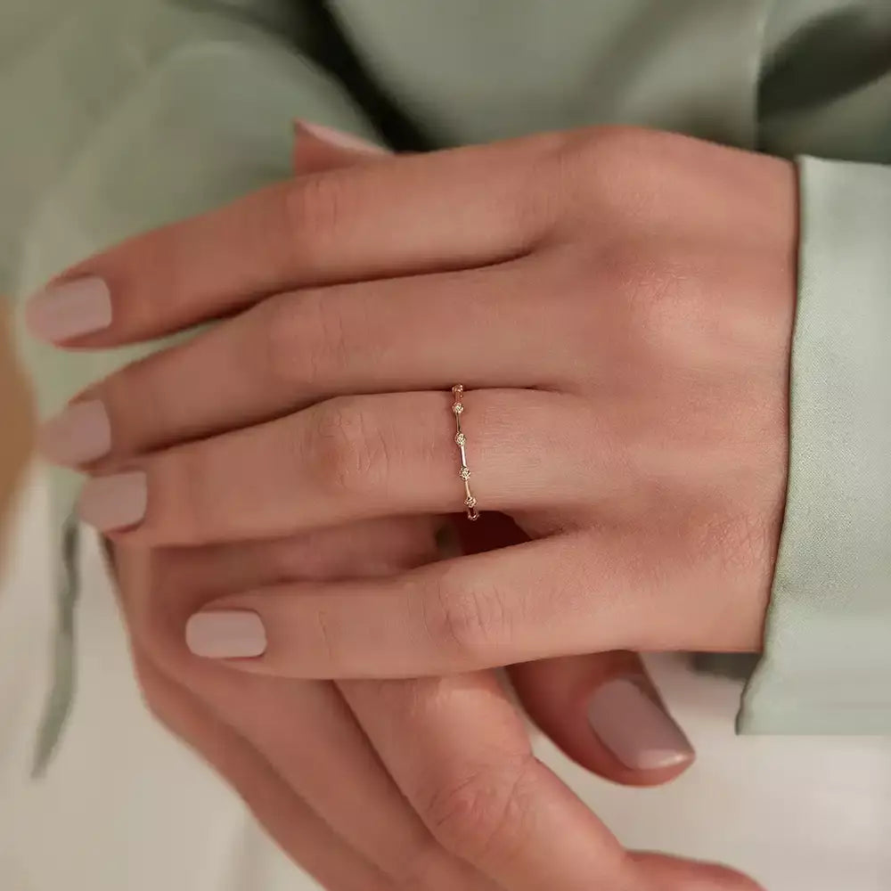 Sprit 0.07 CT Pırlanta Taşlı Rose Altın Yüzük