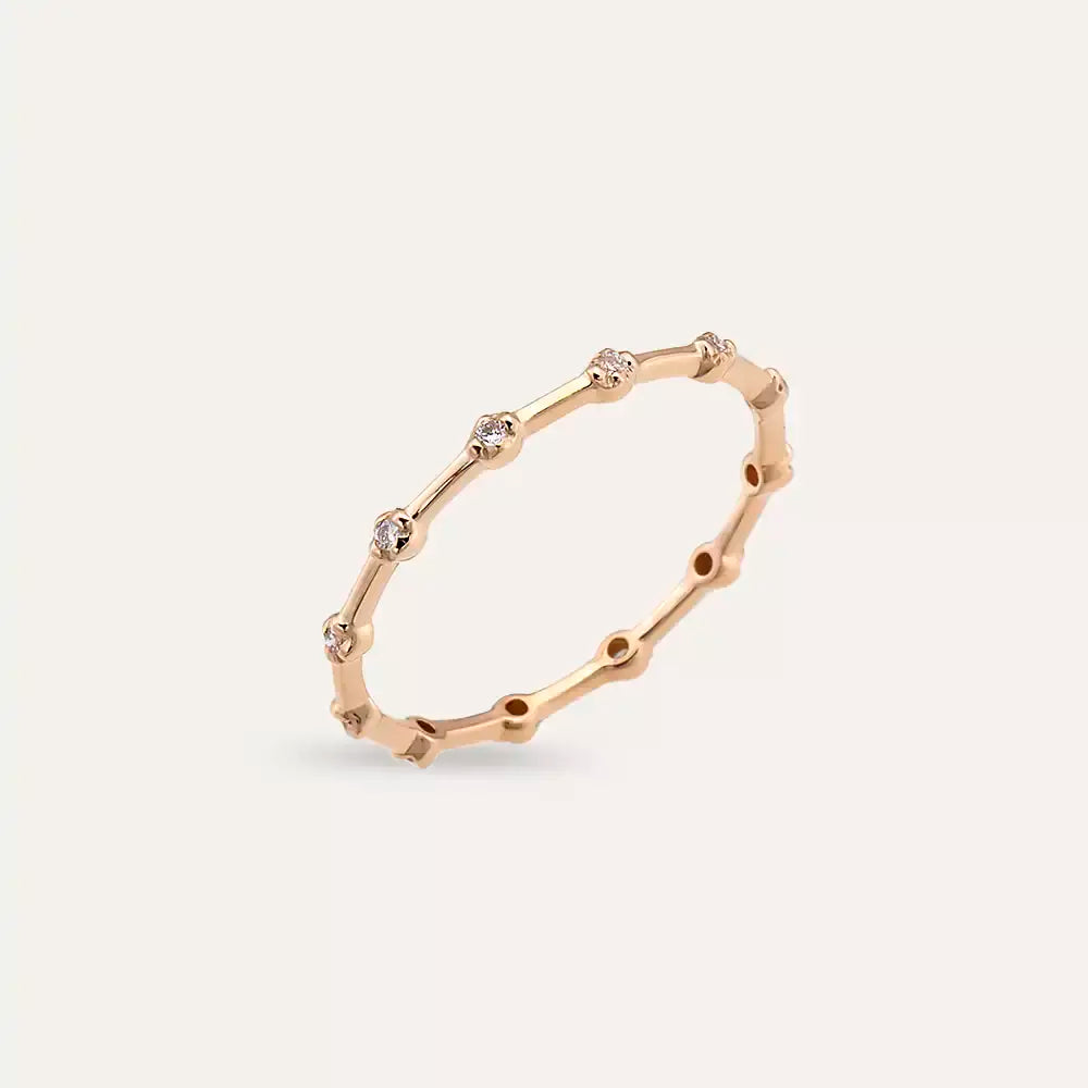 Sprit 0.07 CT Pırlanta Taşlı Rose Altın Yüzük