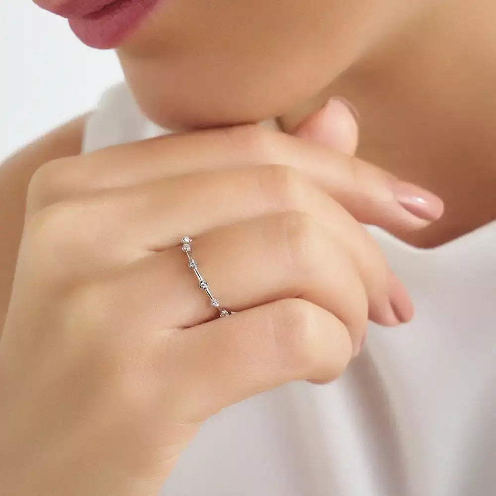 Sprit 0.12 CT Pırlanta Taşlı Beyaz Altın Yüzük