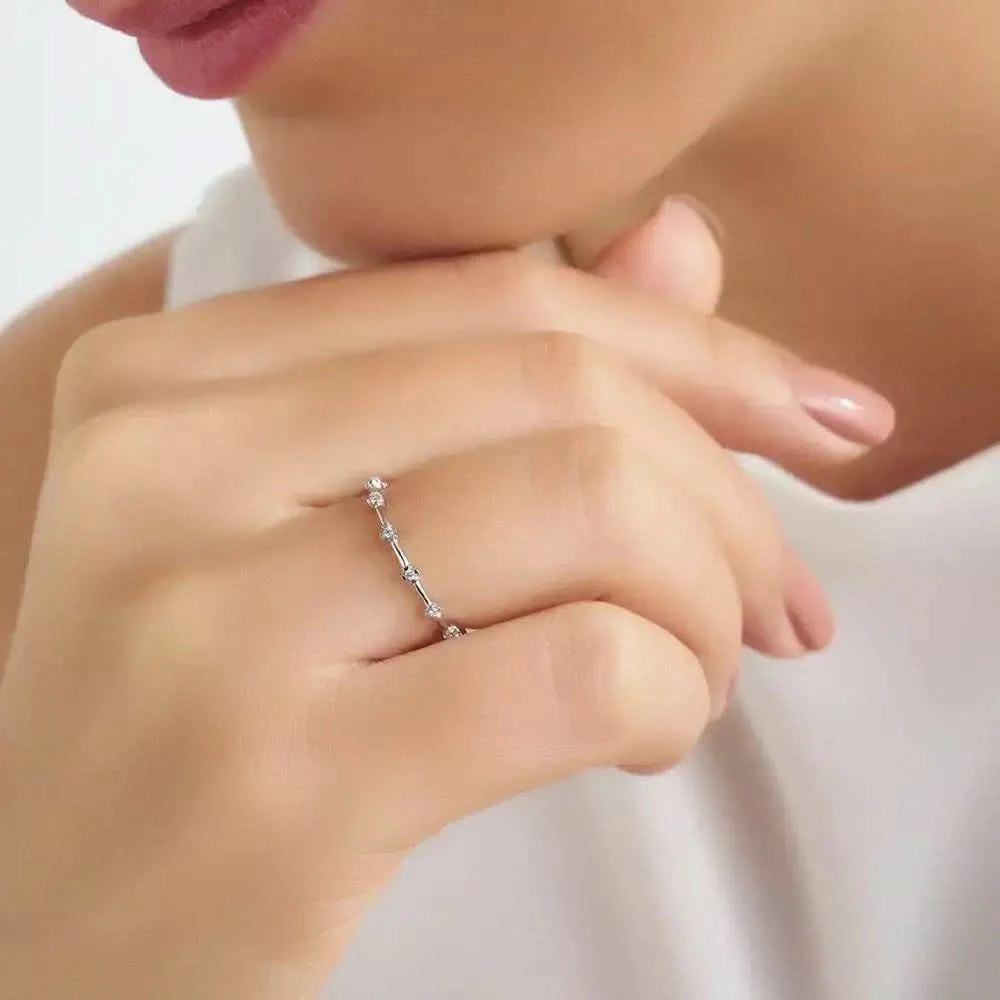 Sprit 0.12 CT Pırlanta Taşlı Beyaz Altın Yüzük