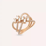 Startrack Baget Pırlanta Taşlı Rose Altın Yüzük