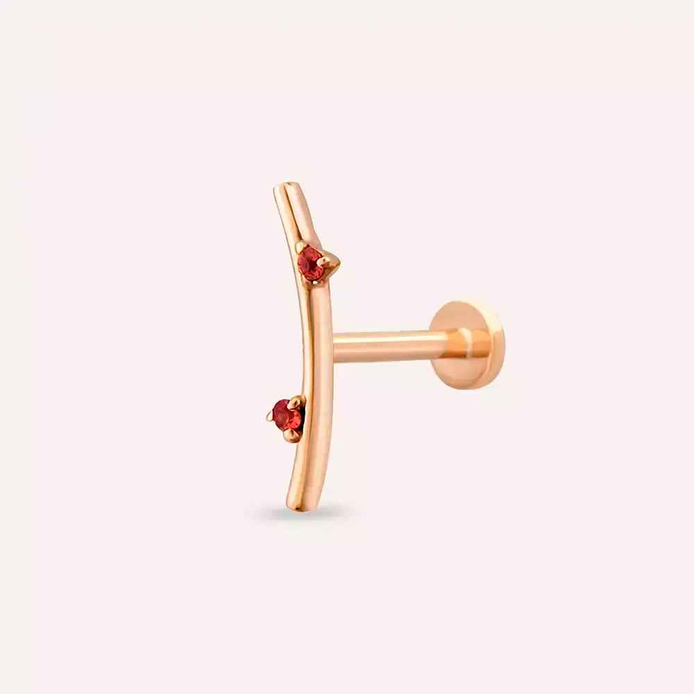 Steep Orange Safir Taşlı Rose Altın Piercing