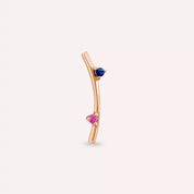 Steep Pink ve Blue Safir Taşlı Rose Altın Piercing