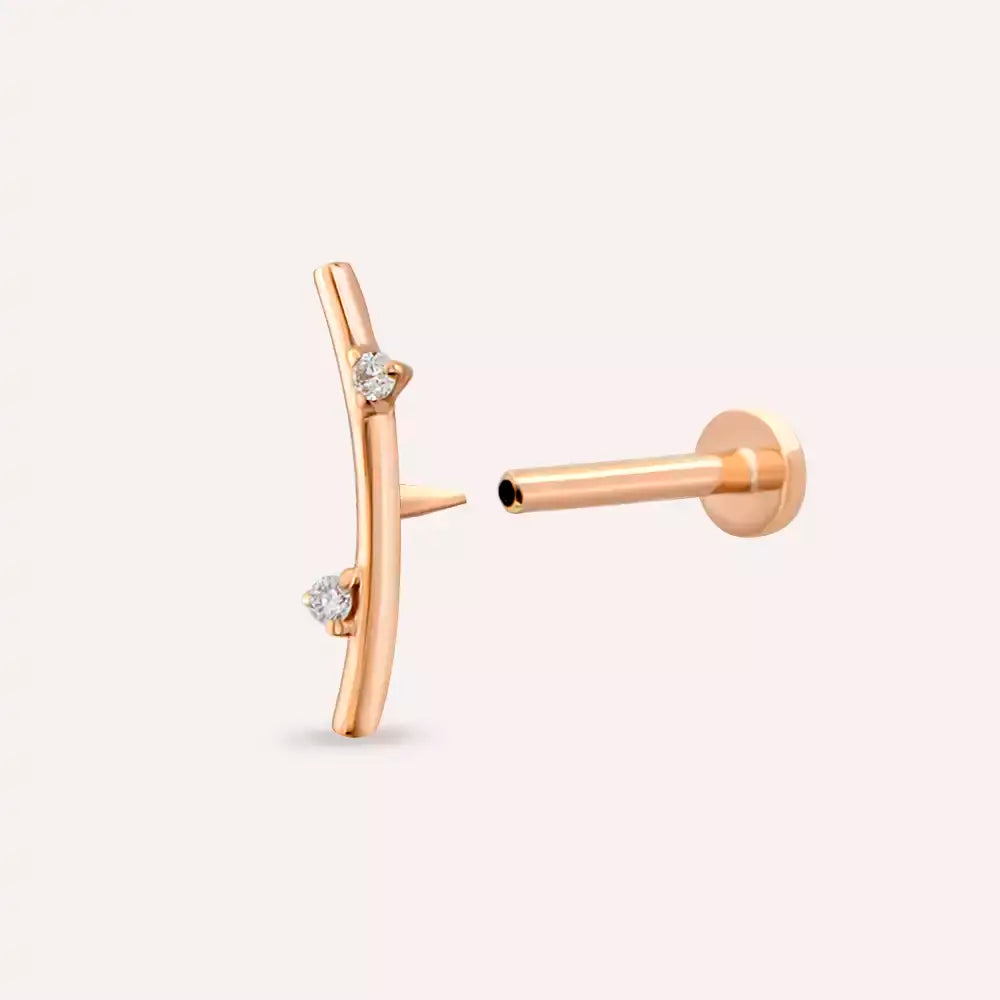 Steep Pırlanta Taşlı Rose Altın Piercing