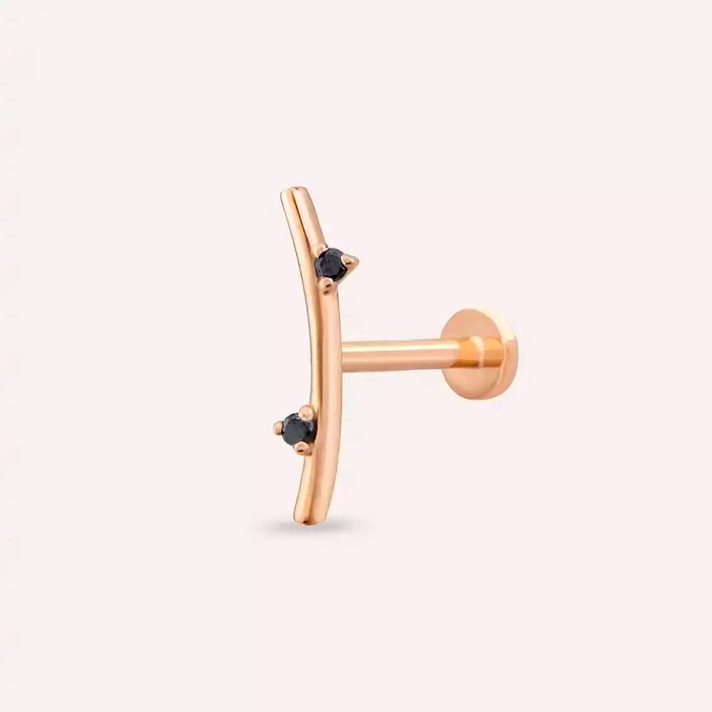 Steep Siyah Pırlanta Taşlı Rose Altın Piercing
