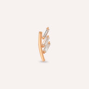 Stem Baget Pırlanta Taşlı Rose Altın Piercing