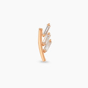 Stem Baget Pırlanta Taşlı Rose Altın Piercing