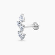 Step Damla Kesim Pırlanta Taşlı Beyaz Altın Piercing