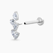 Step Damla Kesim Pırlanta Taşlı Beyaz Altın Piercing