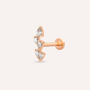 Step Damla Kesim Pırlanta Taşlı Rose Altın Piercing