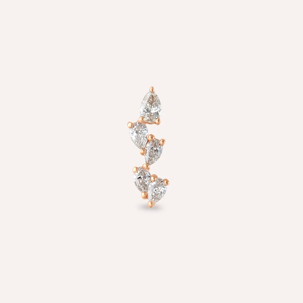 Step Damla Kesim Pırlanta Taşlı Rose Altın Piercing