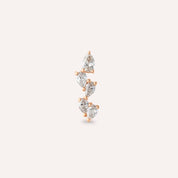 Step Damla Kesim Pırlanta Taşlı Rose Altın Piercing