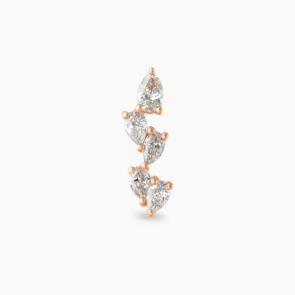 Step Damla Kesim Pırlanta Taşlı Rose Altın Piercing