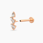 Step Damla Kesim Pırlanta Taşlı Rose Altın Piercing