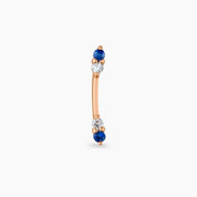 Stick Blue Safir ve Pırlanta Taşlı Rose Altın Piercing